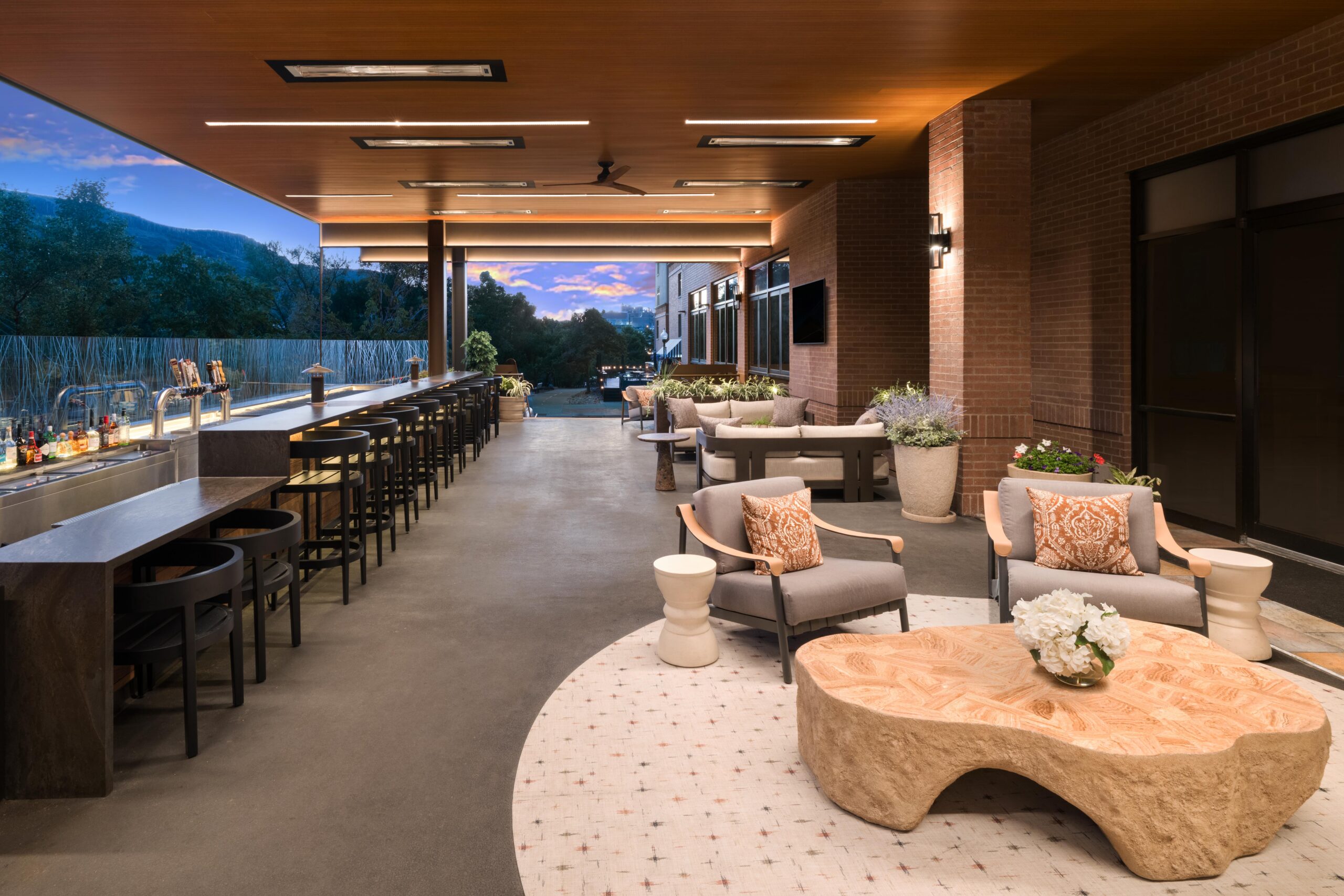 The Bridgewater patio at the Golden Hotel